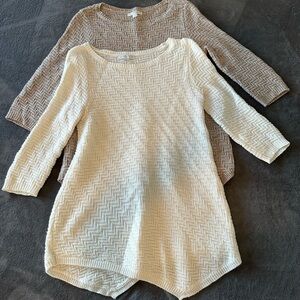 Elegant Cream and Tan Women's Sweater